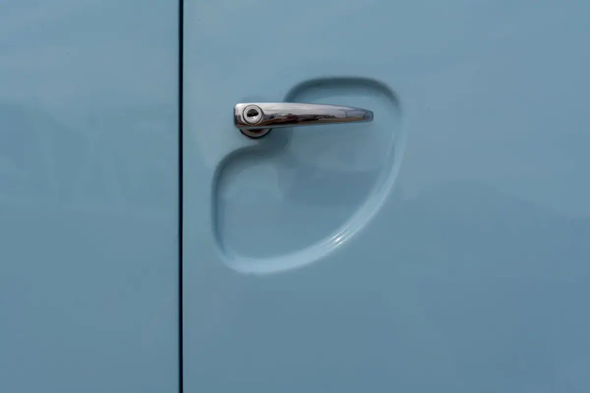 Close up of a car door handle in Costa Mesa