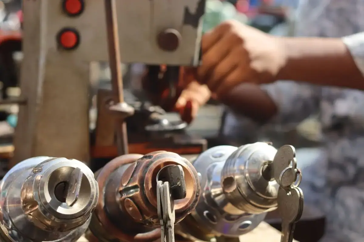 Locksmith technician working on lock cylinders, 24 hour emergency locksmith in Costa Mesa CA