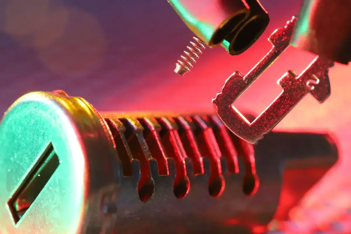 Locksmith rekeying a lock cylinder in Costa Mesa