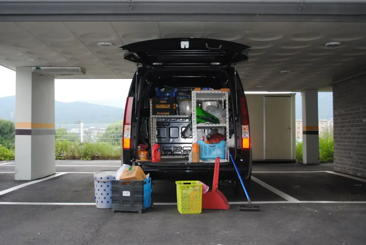 Inside a stocked Costa Mesa Locksmith mobile workshop van